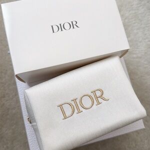 Dior | White and Gold Pouch Cosmetic Pouch